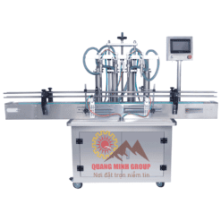 Máy chiết rót tự động 4 vòi bơm piston băng tải cao su