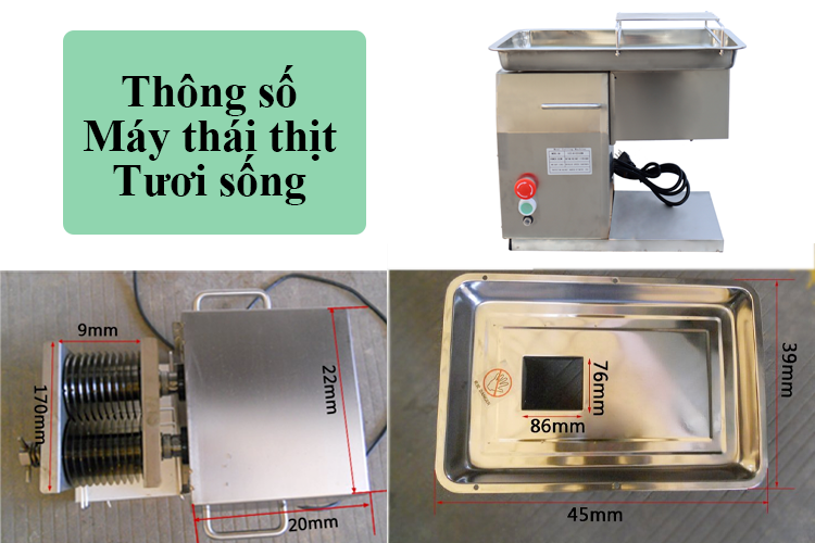 Thông số kích thước máy thái thịt tươi sống QX 250