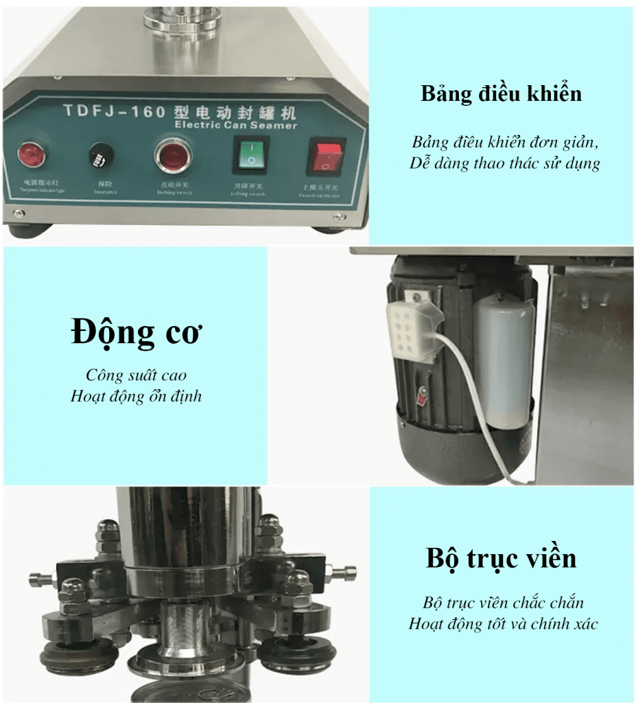 Thông tin chi tiết bộ phận Máy viền mí lon để bàn TDFJ 160 Inox