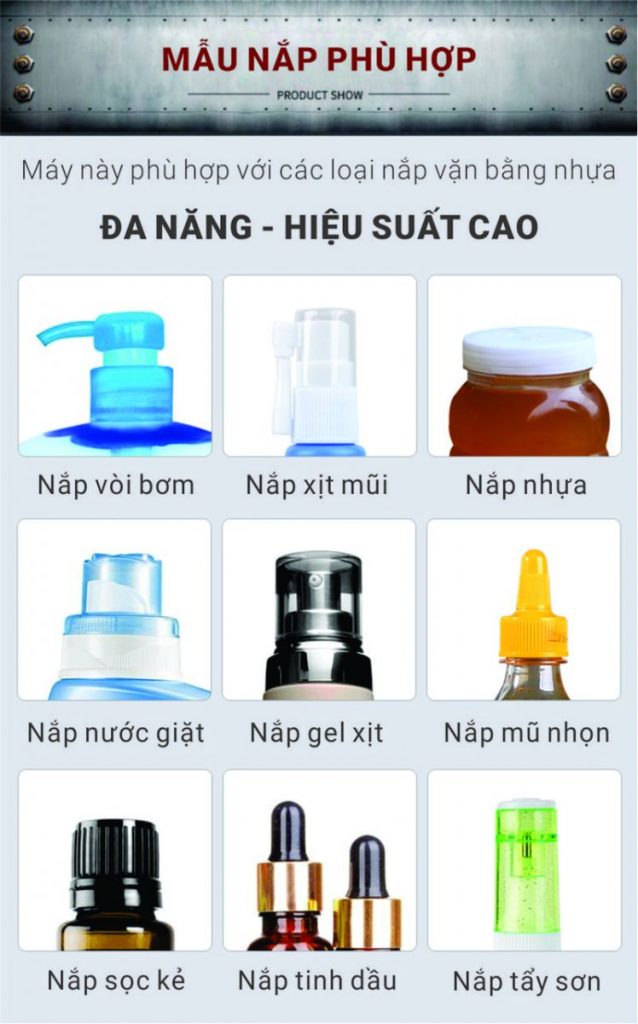 Máy siết nắp chai đa năng tự động mini (4 bánh kẹp xoay) QM-GJC-16 9 May siet nap da nang tu dong mini QM GJC 16 1