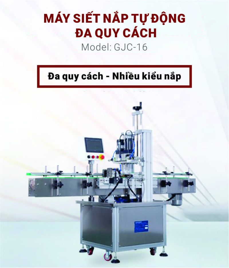 Máy siết nắp chai đa năng tự động mini (4 bánh kẹp xoay) QM-GJC-16 2 May siet nap da nang tu dong mini QM GJC 16 2
