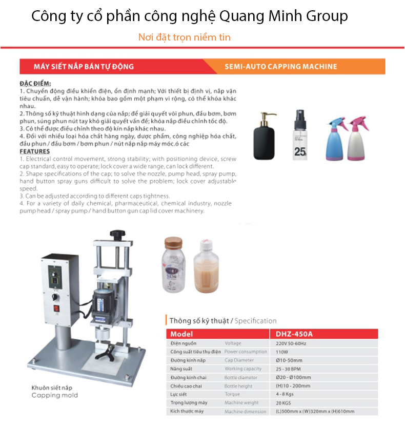 Máy Siết Nắp Để Bàn DHZ-450A Bán Tự Động (Khuôn-côn) 2 Thong so may siet nap chai