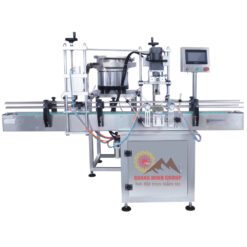 Máy cấp nắp và siết nắp dạng thẳng 4 bánh xoay tự động QM-SCM-4WH