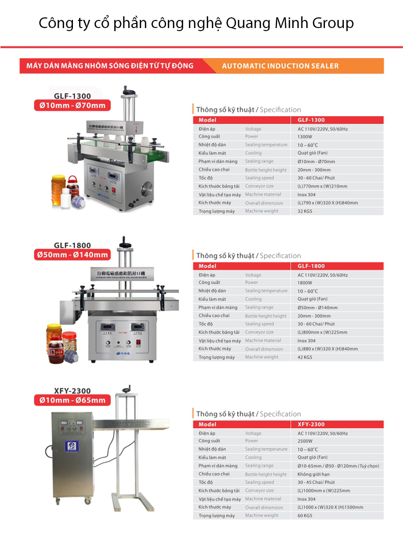 Máy seal màng nhôm sóng điện từ tự động XFY-2300 2 thong so may dan mang seal cac loai