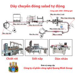 Dây chuyền đóng gói salad tự động công suất 2400-3600 chai/giờ