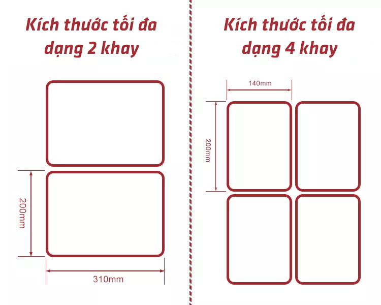 Kích thước khay của máy dán miệng ly