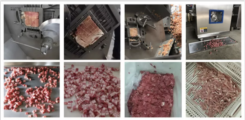 Hình ảnh thịt được cắt bằng máy thái thịt tự động 300kg-550kg