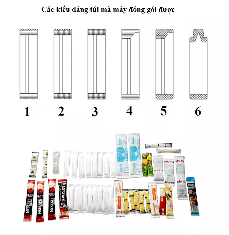 Các kiểu dáng túi mà máy đóng gói nhiều làn đóng gói được