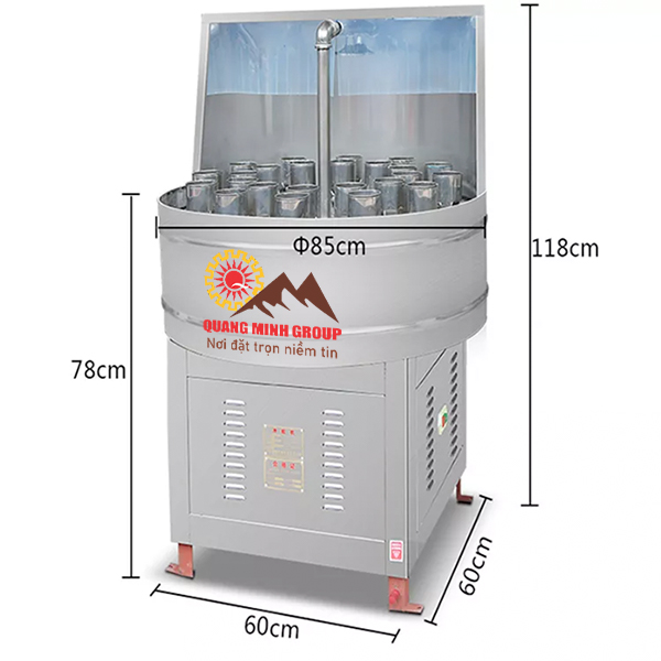 Kích thước máy rửa chai lọ bán thuỷ tinh dạng xoay