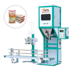 Máy đóng gói bao gạo 50kg và khâu miệng bao bán tự động đóng gói gạo, bột băng tải