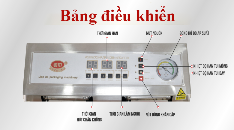 Bảng điều khiển chức năng máy hút chân không chè LD300