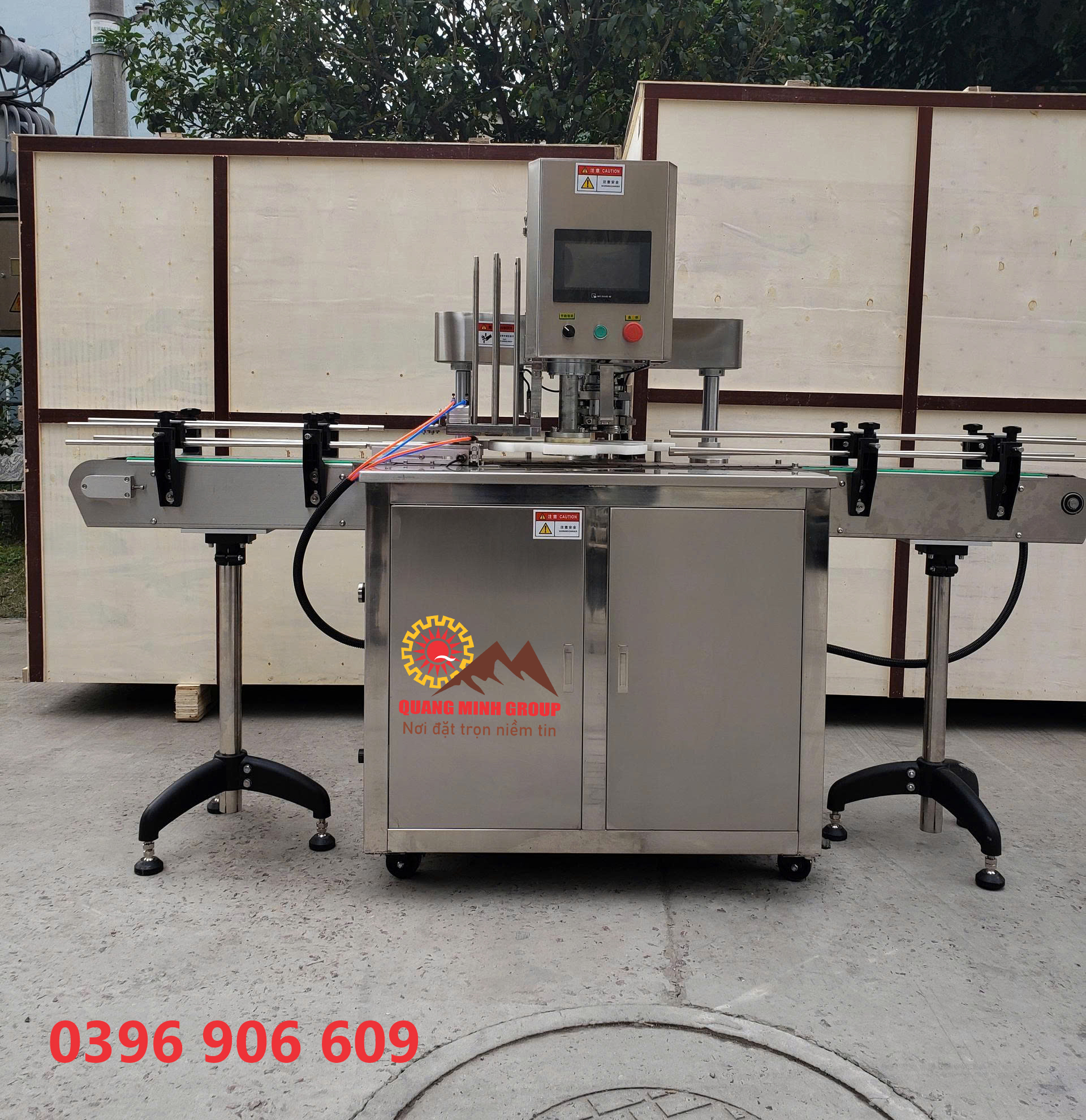 Máy viền lon thực phẩm tiệt trùng tự động – đóng gói chuẩn B2B 2 Hình ảnh thực tế của máy viền lon trước khi xuất xưởng